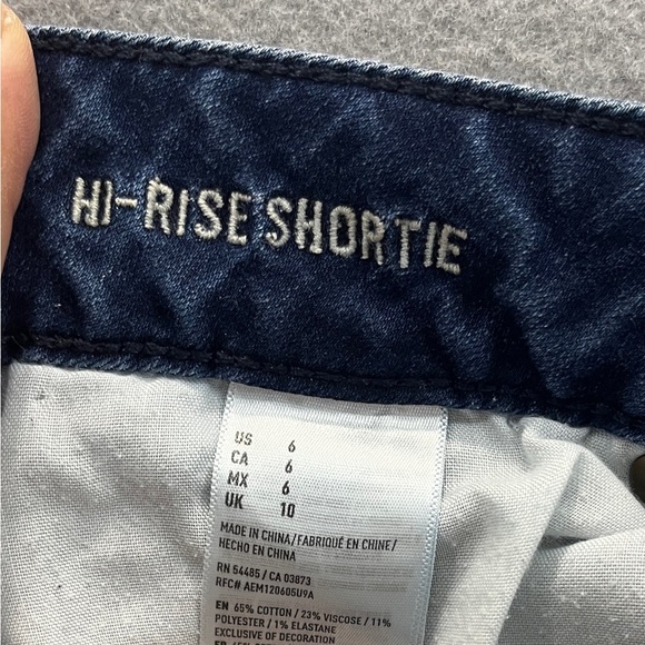 American Eagle Outfitters Hi-Rise Shortie Women's Blue Denim Shorts - Picture 8 of 12